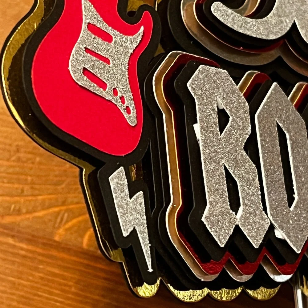 50 Rocks Guitar Birthday Cake Topper